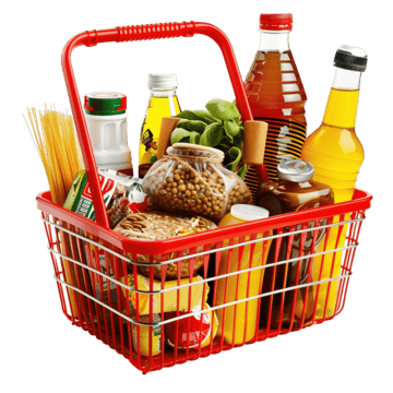 pngtree grocery basket and a list of products png image 11952487